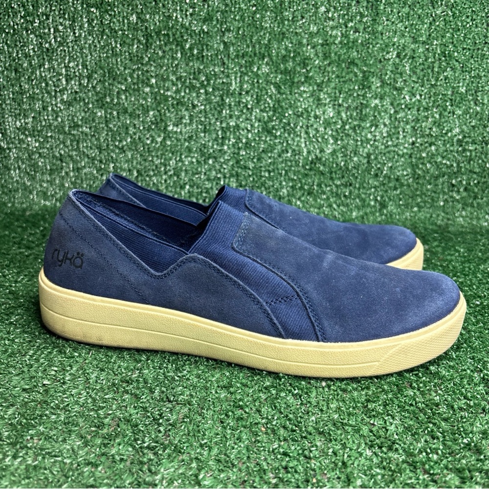 Ryka Shoes Womens 9.5 M Verve Casual Sneakers Flats Comfort Blue Suede Slip‎ On